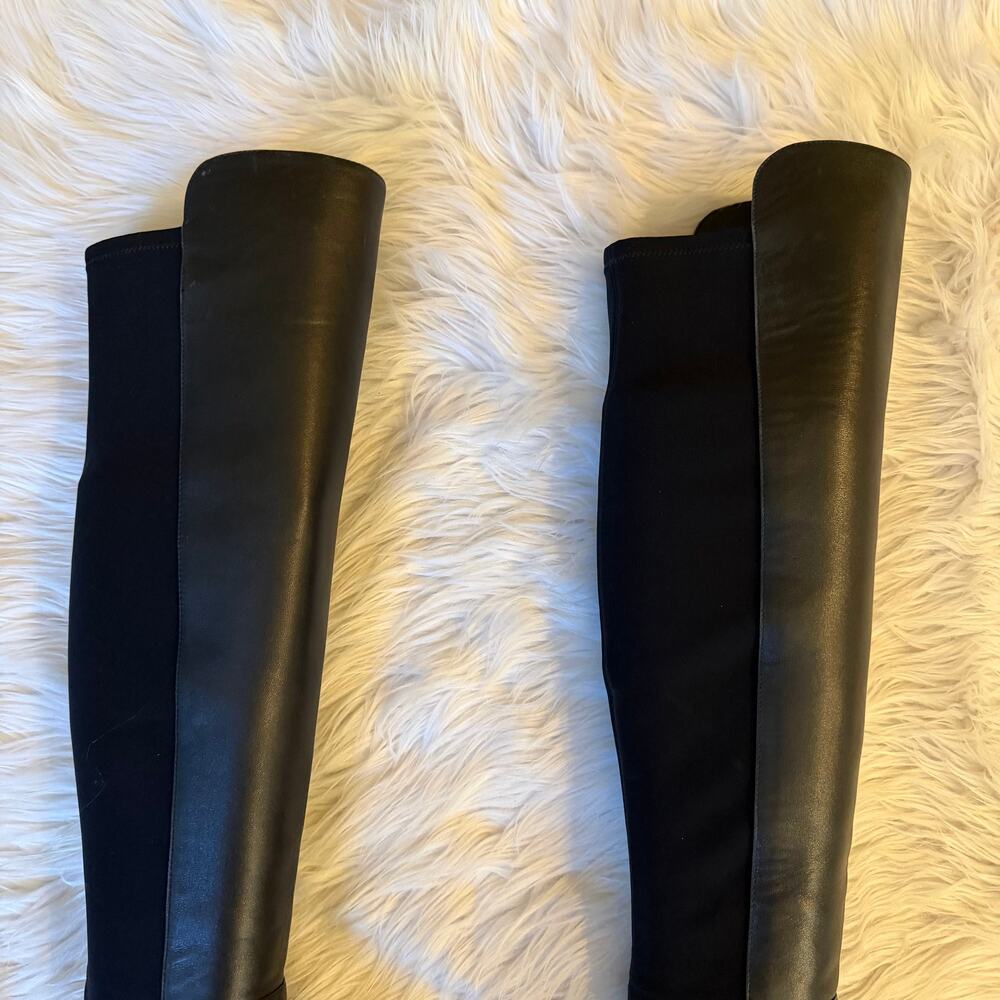Stuart Weitzman City Block Over The Knee Boots Leather Stretch Heeled Black - Picture 4 of 13